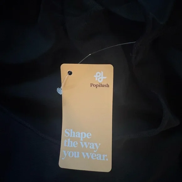 Popilush Shapewear Illusion Mesh Long Sleeve Tummy Control Bodysuit - Black (XL) - Picture 5 of 7